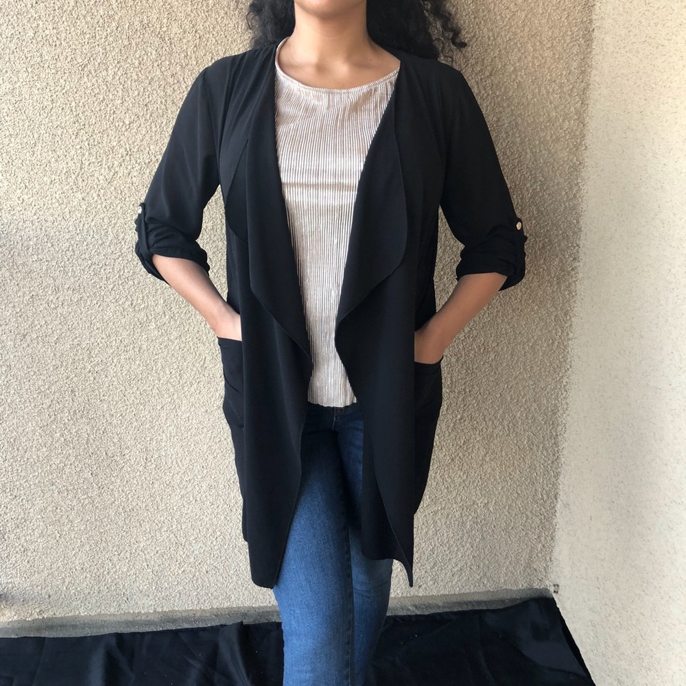 Black Mid Sleeve Chiffon Cover Up size Medium